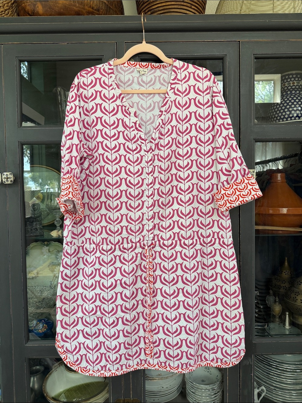 Hatley Pink Patterned Button-Front Tunic/Dress - XL